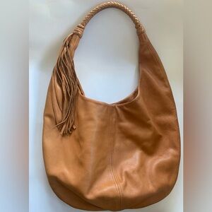 Below The Belt Tan Leather Hobo Bag